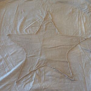 Paper Lace Relaxed Star-Back hi-low Top in natural ivory cotton elbow sleeves lg